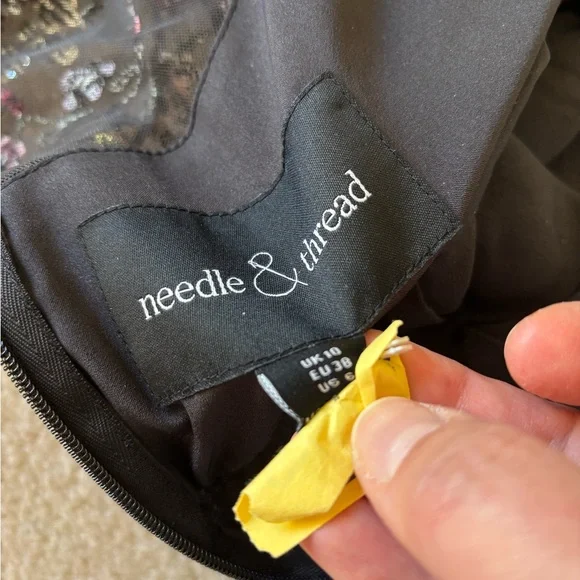 Needle & Thread Black Maxi Dress with Pink Floral Embroidery - Picture 5 of 6